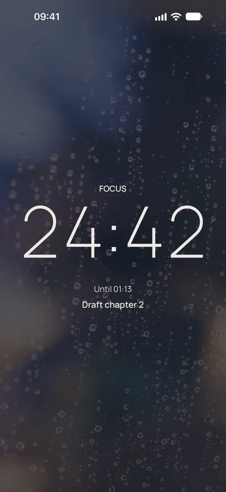 Focus mode over a rainy window scene